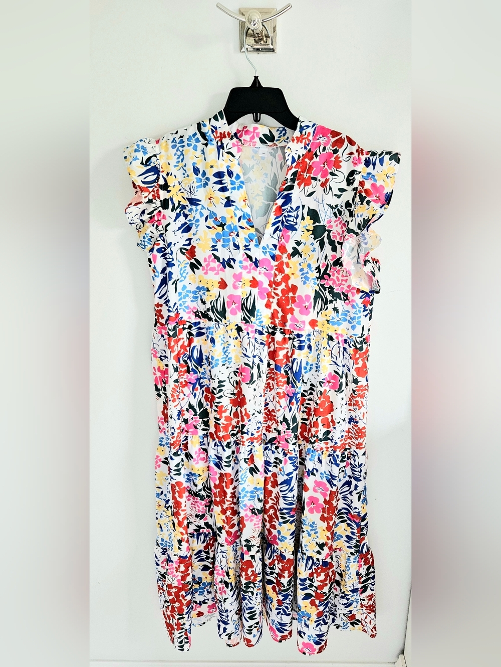 Floral Maxi Dress Bright Red, Yellow, Blue Colorway - Picture 1 of 4